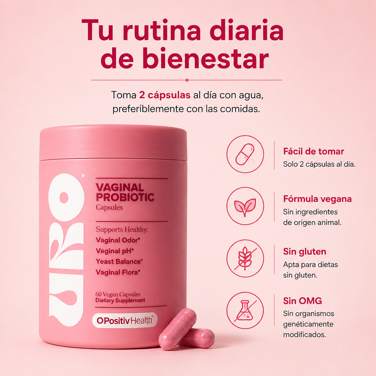 URO Suplemento Probiótico Vaginal + Colageno